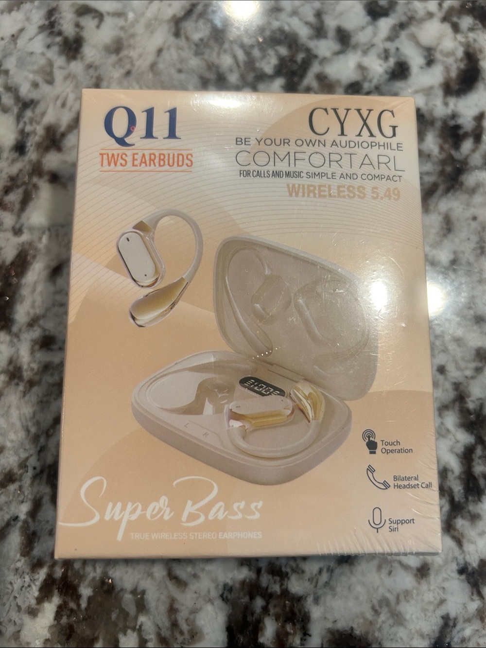 Q11 CYXG Wireless TWS Earbuds in Gold - Secure Ear-Hook Design